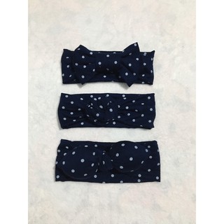 băng đô cho bé: nền xanh đen chấm bi