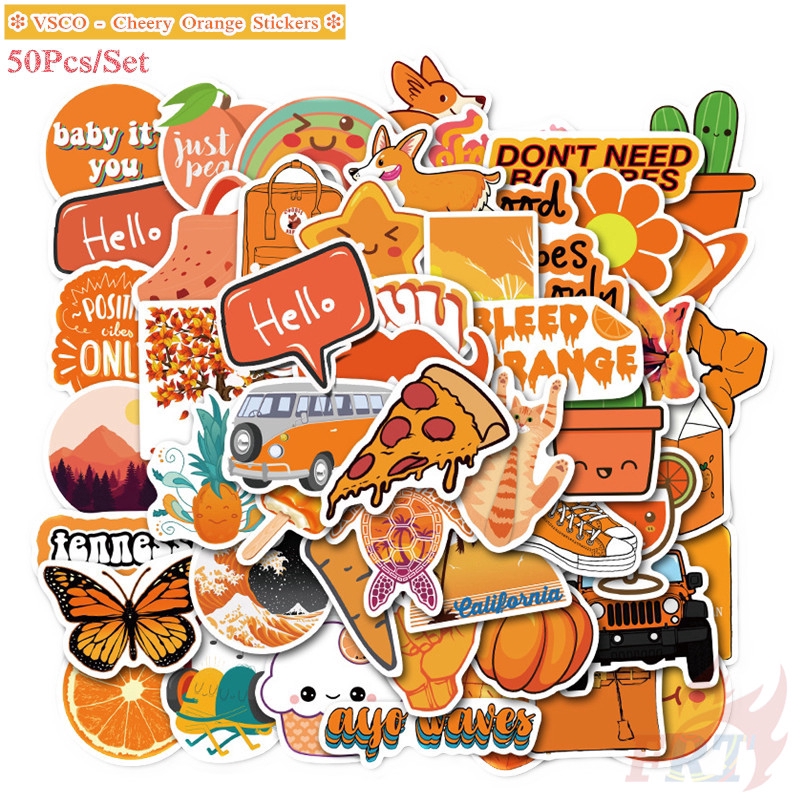 Set 50 Miếng Dán Hình Trái Cam Chống Nước Dùng Để Trang Trí Tiện Dụng