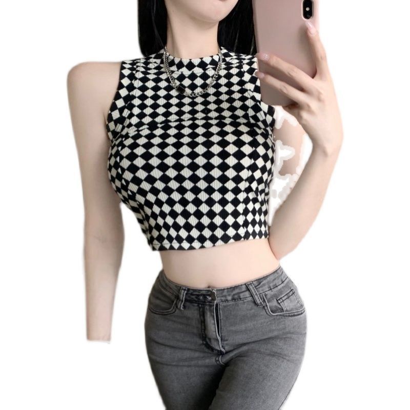 Áo Croptop Sát Nách Cổ Thuyền In Họa Tiết Ngựa Vằn Retro Thời Trang