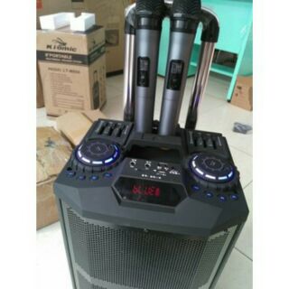 LOA KARAOKE BLUETOOTH K5 TẶNG 2 MIC KHÔNG DÂY