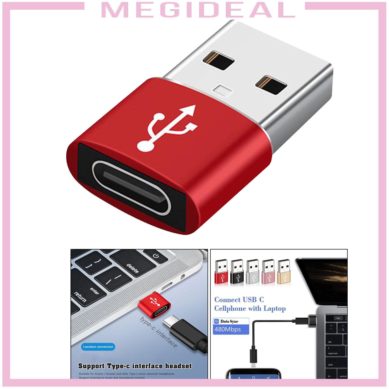 Multifunction 2-in-1 USB to USB C Type A Male toType C Female Adapter for Laptop PC Quest Link Data Transfer