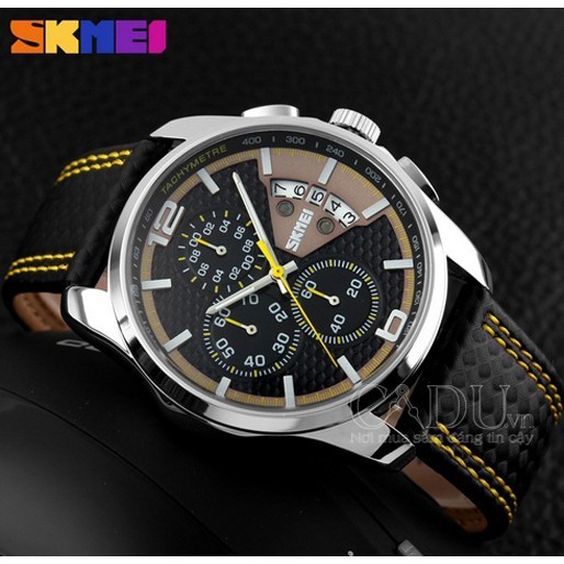 Đồng hồ nam dây da chạy 6 kim