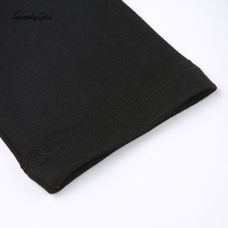 Áo Thun Crop Top Tay Dài Cổ Chữ V Màu Đen Trơn Cài Nút Thời Trang 2022 Quyến Rũ Cho Nữ