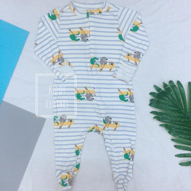 Body liền vớ bé trai chất cotton dư xịn - Trắng sọc xanh