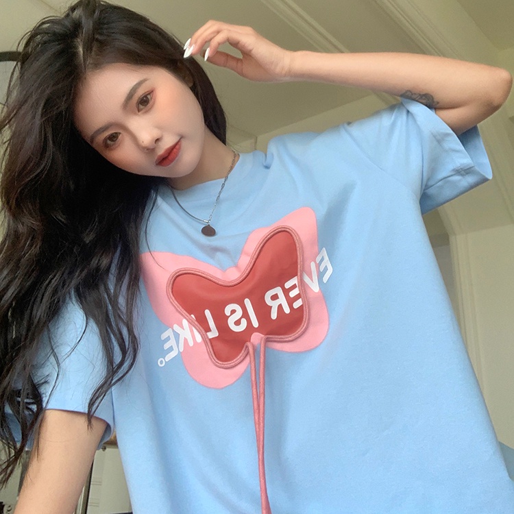 SUXI Áo Thun Nữ Ngắn Tay In Chữ Phong Cách Đường Phố Đơn Giản