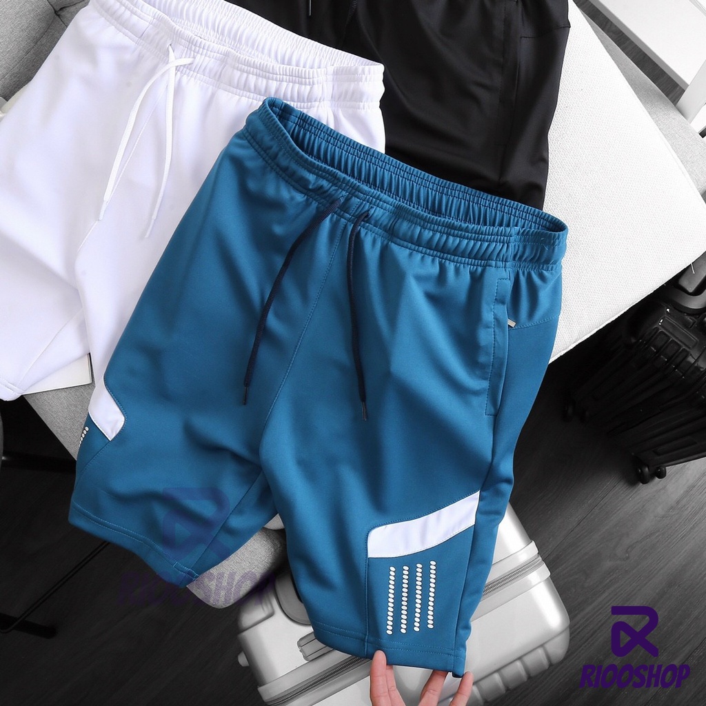 Quần thun nam thể thao ngắn đơn giản phối 3 đường kẻ RPS051 - quần short thun nam Riooshop