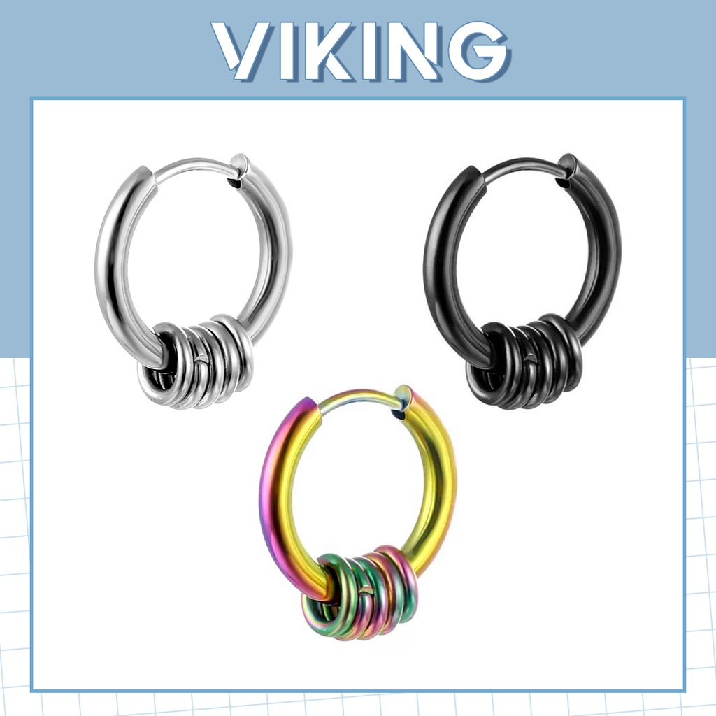 Khuyên Tai Bông Tai Nam Nữ Tròn Lồng Vòng Mini Thép Titan Không Gỉ