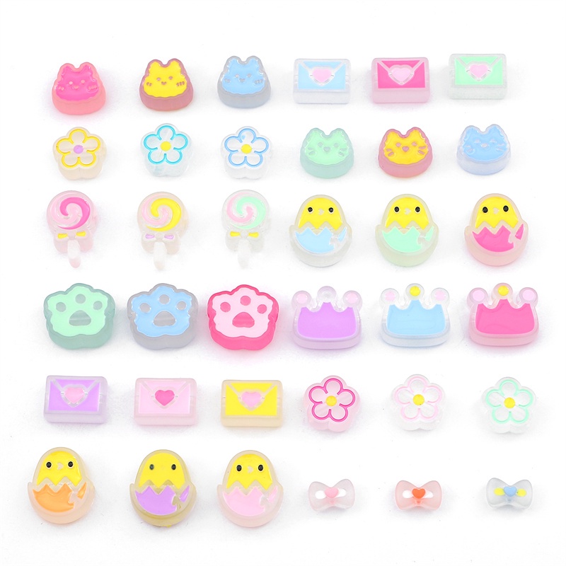 Hạt xỏ BEADIA bằng nhựa acrylic màu đỏ nhiều kiểu dáng dễ thương dùng làm trang sức diy