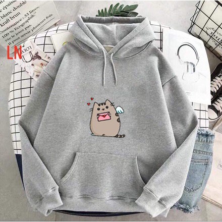 Áo Hoodie Unisex Mùa Đông Ấm Áp Chất Nỉ Nam Nữ Xinh Cute In Mèo Cánh Tim Phong Cách Hàn Quốc Mặc Đi Học Đi Chơi