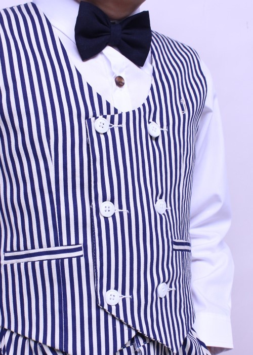 Áo gile thời trang Jadiny bé trai hai hàng nút sọc xanh