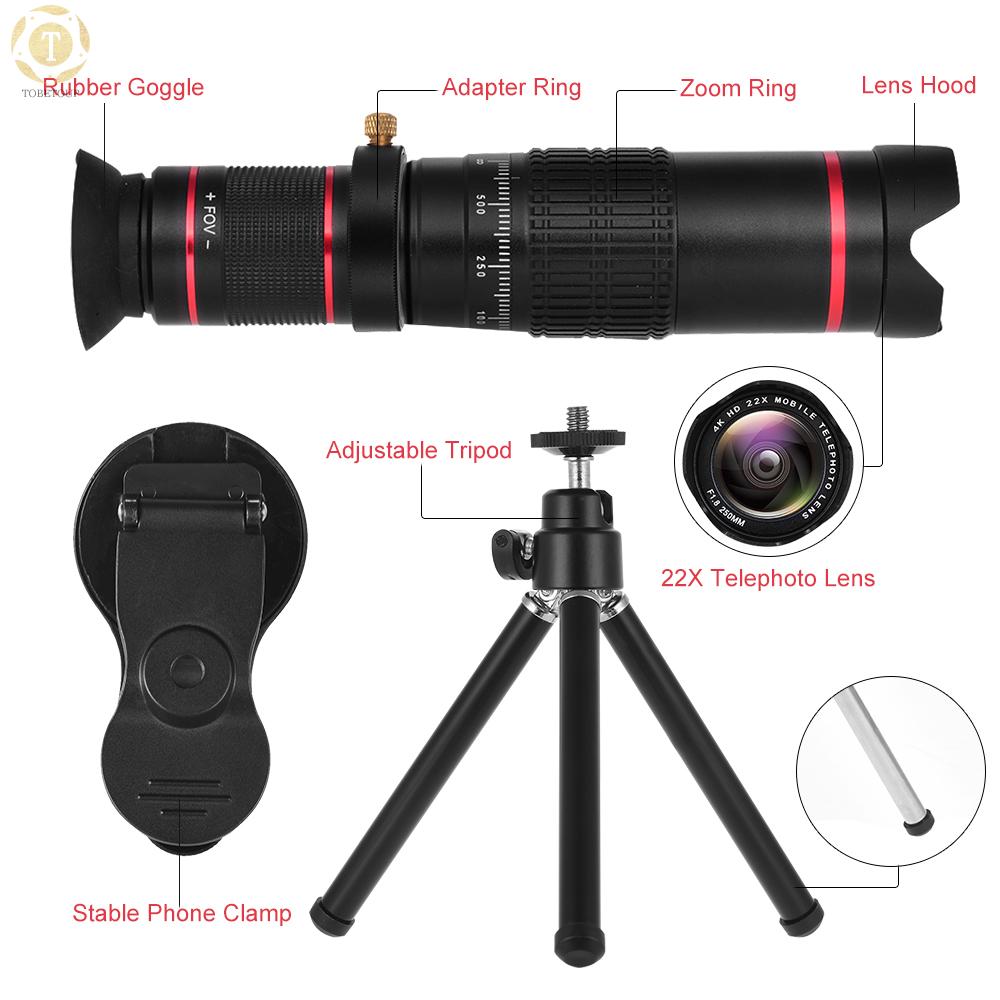SAMSUNG HUAWEI Bộ Lens Gắn Camera Điện Thoại 12 Giờ 22x + Bộ Phụ Kiện Đi Kèm
