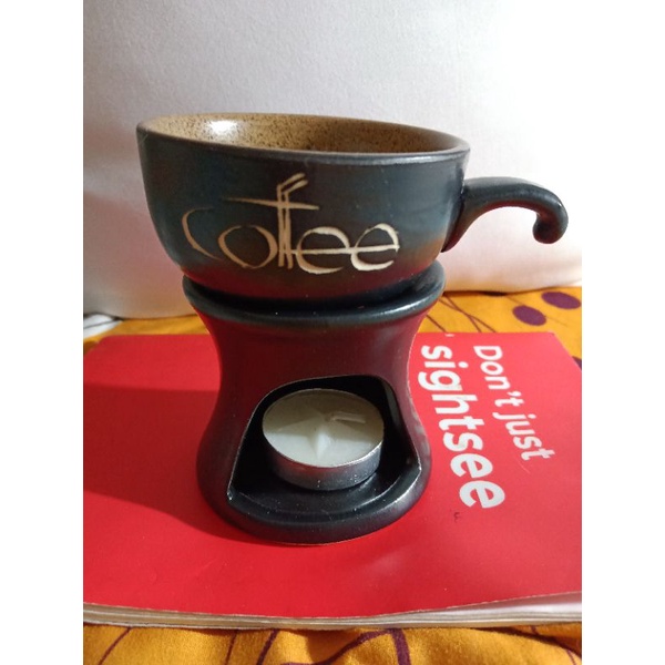 Sale Mạnh bộ bếp tách đun hâm nóng cafe bằng gốm sứ bát tràng