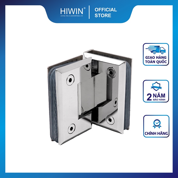 Bản lề phòng tắm kính 90 độ kính kính cạnh vát chất liệu inox 304 mặt gương HIWIN HG-011 (dày 5 mm)