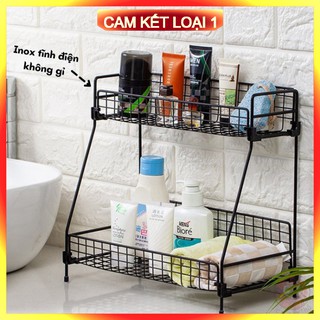 [LOẠI 1 - Nhập Khẩu] Kệ để đồ nhà bếp nhà tắm 2 tầng bằng sắt sơn tĩnh điện không gỉ cao cấp