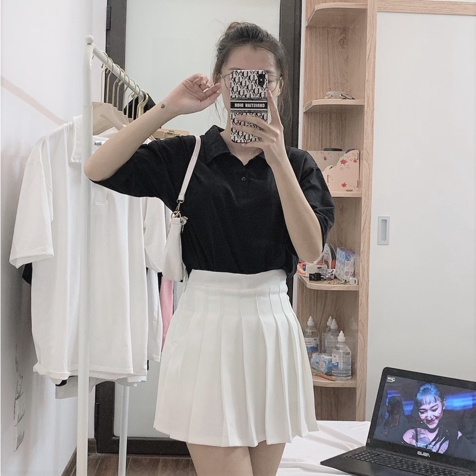 Áo polo Unisex nam nư Bingshop cổ cao tay lỡ hàng có size