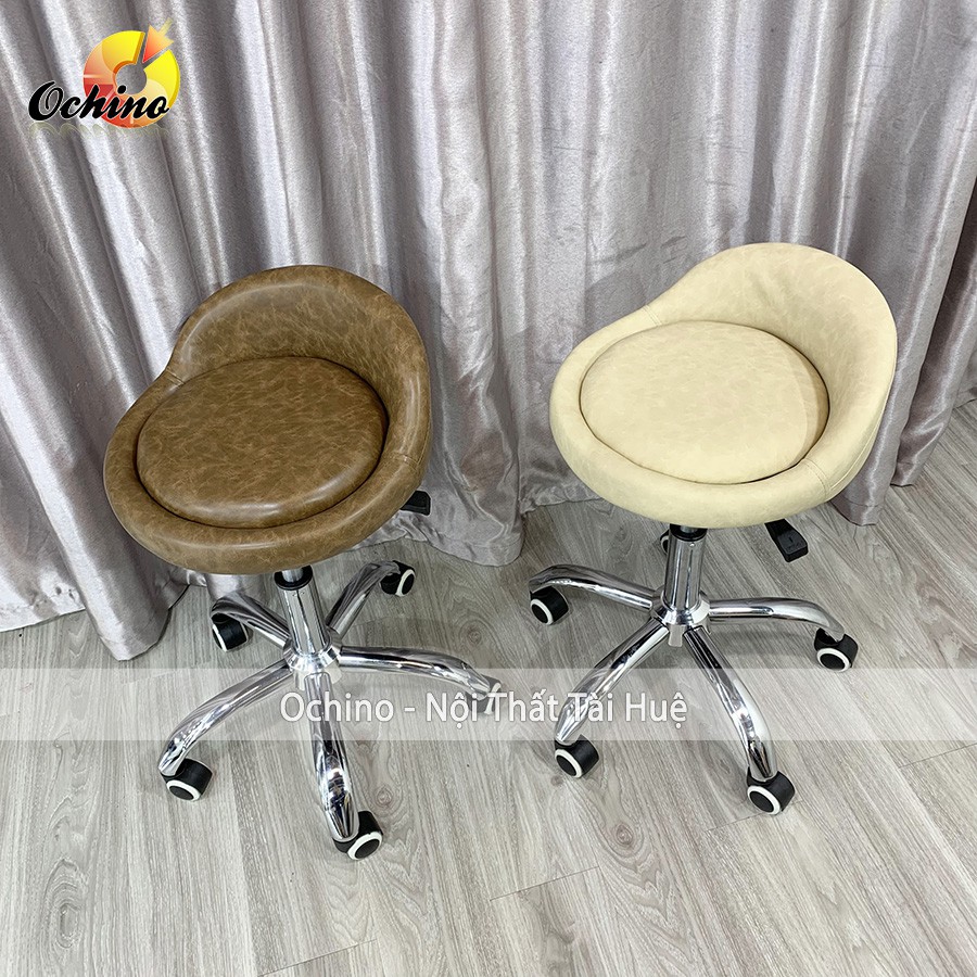 Ghế Xoay Trang Điểm, Ghế Spa Phun Săm Mặt Nhỏ Bọc Da Cao Cấp Xoay 360 Độ Và Nâng Cao 40-55Cm ( Hình Thật Shop Chụp)