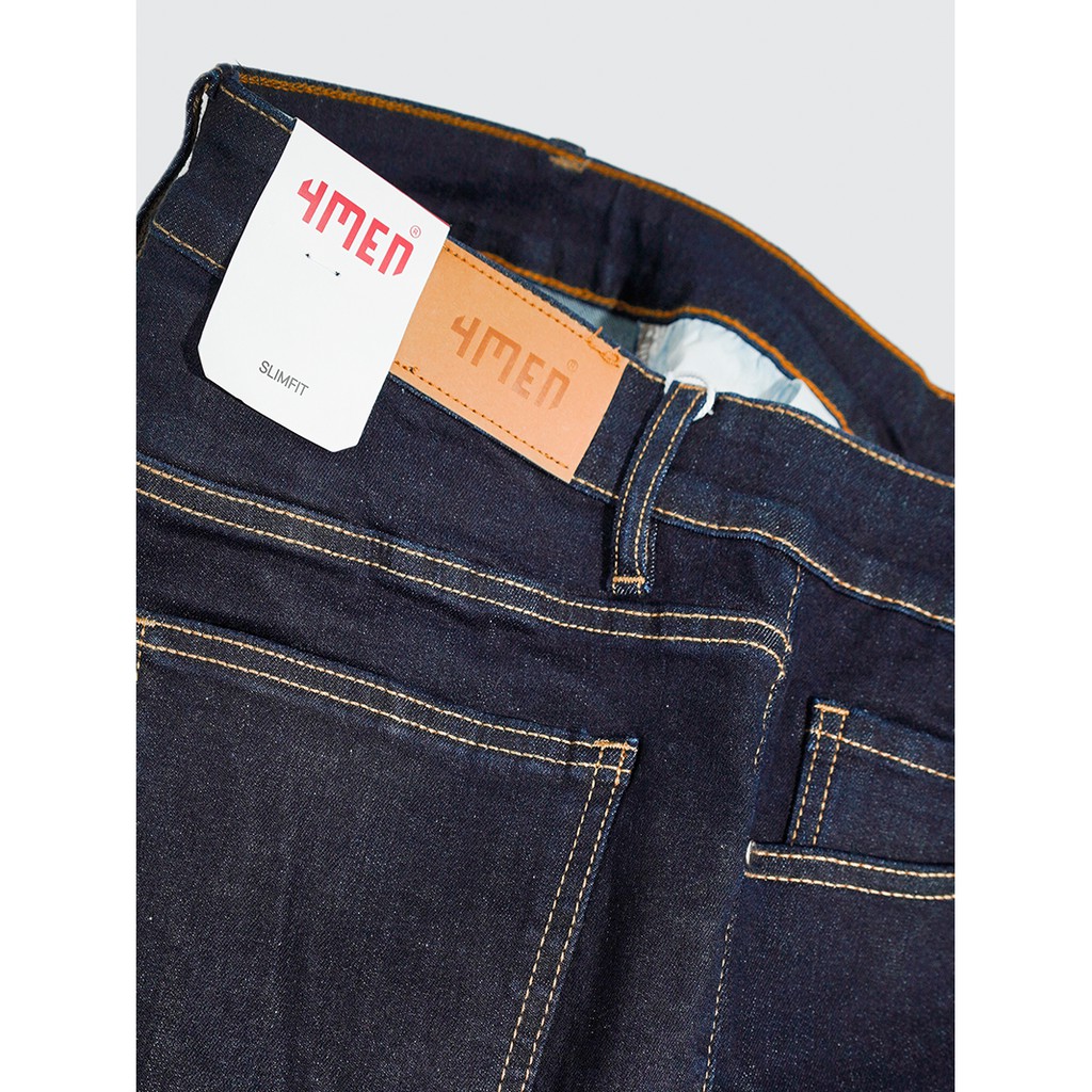 Quần jeans nam xanh đen trơn basic 4MEN QJ022 vải cao cấp co giãn, form Slimfit tôn dáng | BigBuy360 - bigbuy360.vn