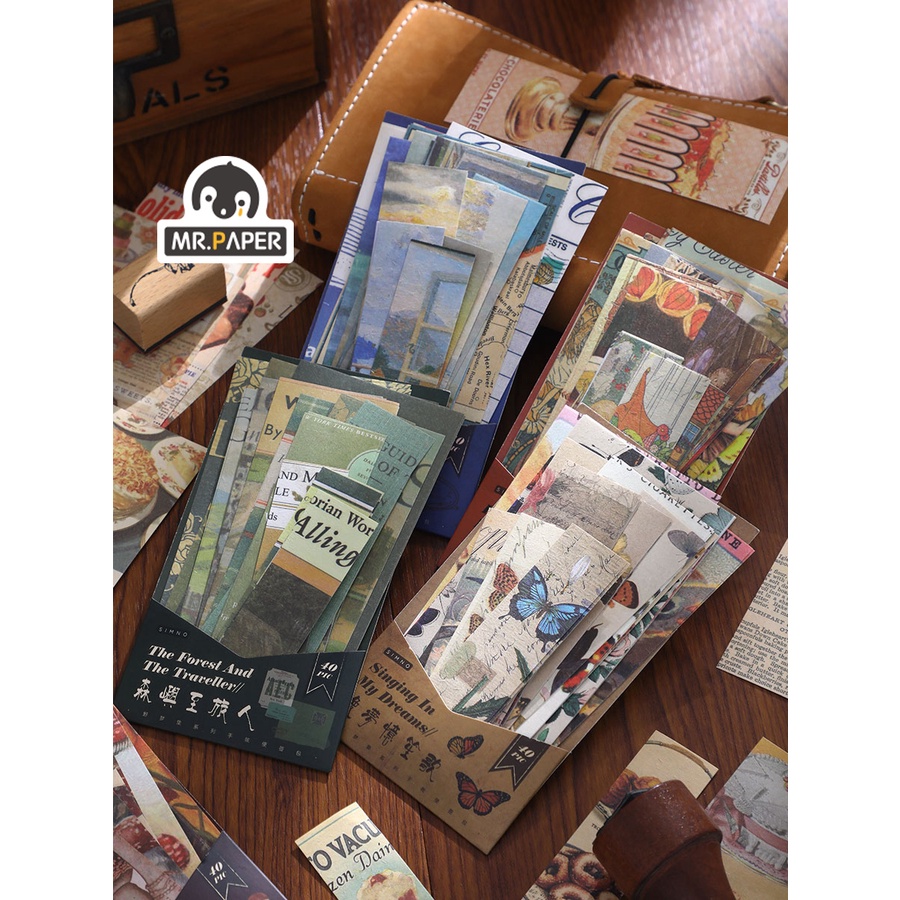 Ông. Set 40 Miếng Dán Trang Trí Sổ Tay Phong Cách retro Sáng Tạo