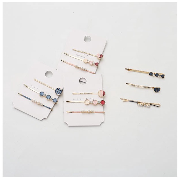 SET 3 kẹp tóc ngọc trai nhân tạo đá trong siêu xinh cho phái đẹp