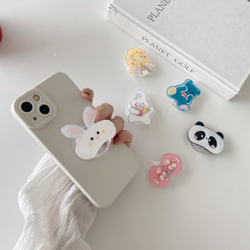 Giá Đỡ Điện Thoại acrylic Hình Thỏ Hoạt Hình 3D Đơn Giản Chống Rơi Tiện Dụng