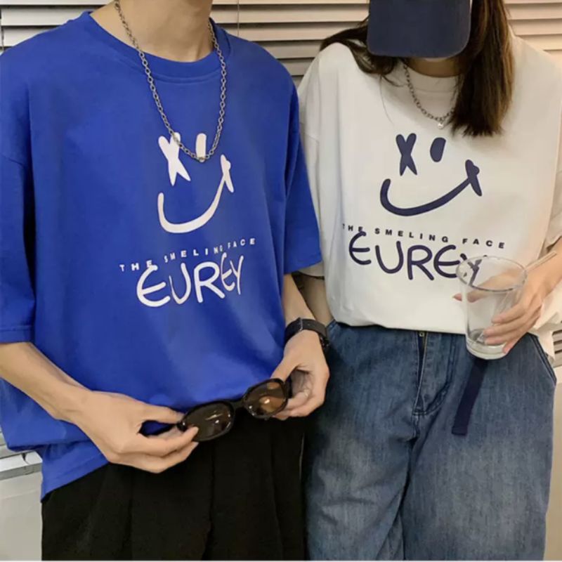 Áo thun tay lỡ unisex Mặt cười EUREY