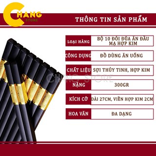 Đũa hợp kim bộ 10 đôi cao cấp cho gia đình GDHK524