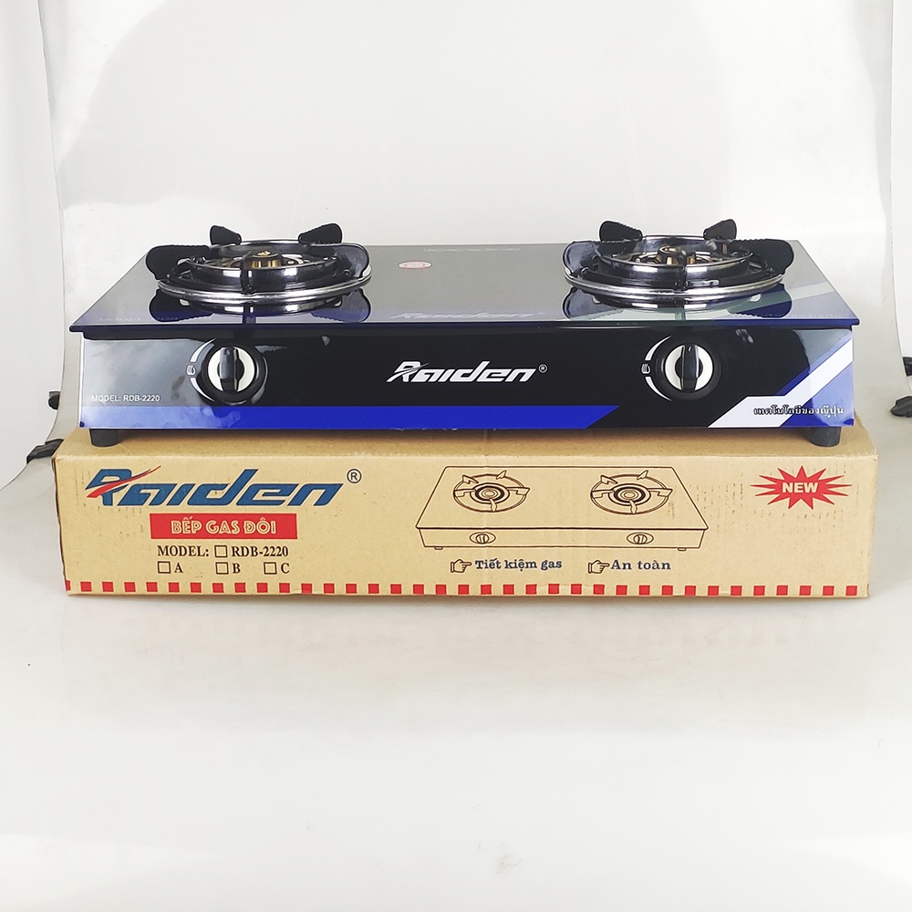 [Chính hãng] Bếp ga đôi Raiden RDB-2220 đầu đốt đồng, mặt kính cường lực chịu nhiệt đến 600 độ C