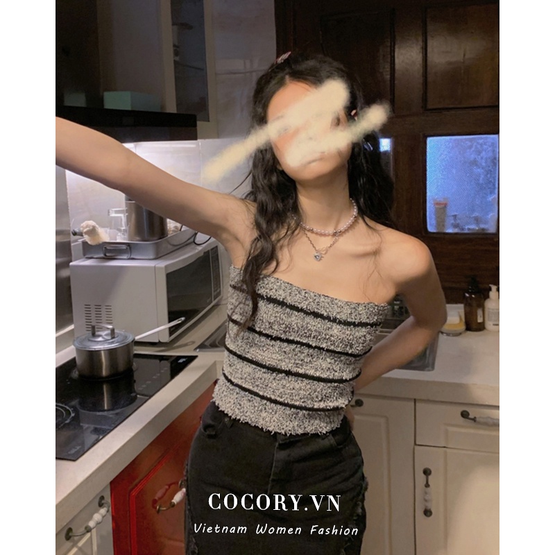 Cocory vn Áo Croptop Trễ Vai Dáng Ôm Thời Trang Mùa Hè Quyến Rũ Cho Nữ