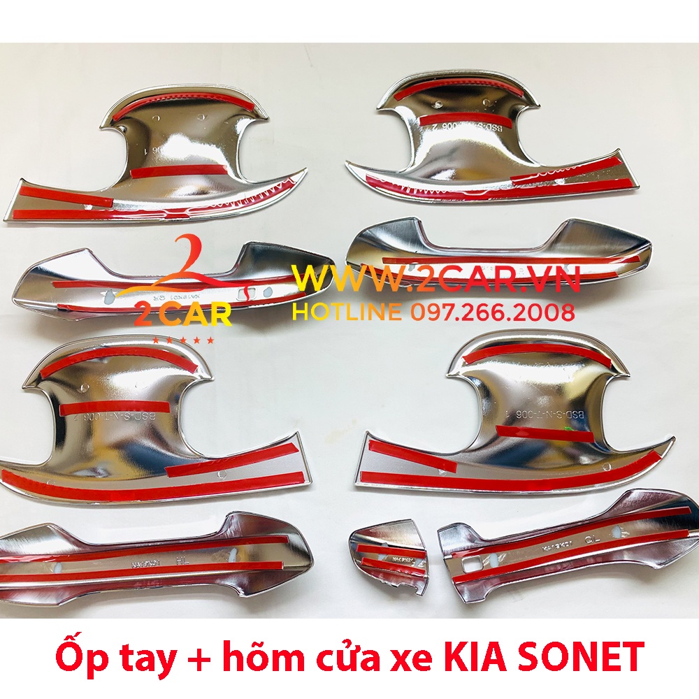 Ốp tay nắm, hõm cửa xe KIA SONET 2022 + Nhựa ABS mạ crom cao cấp