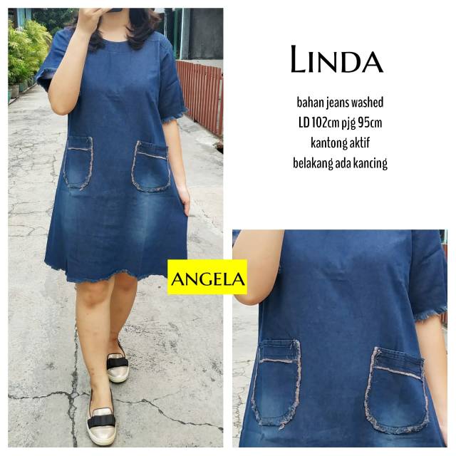 Hàng có sẵn Linda Đầm jean bạc màu