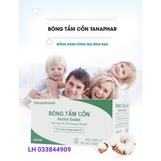 Bông tẩm cồn Tanaphar KT 3X3cm
