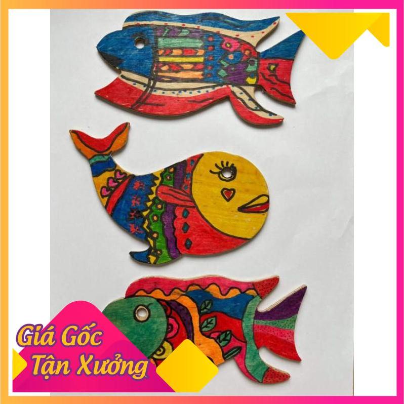 Bộ 10 cá gỗ mộc 20cm cho bé tô màu sáng tạo - MỘC XINH