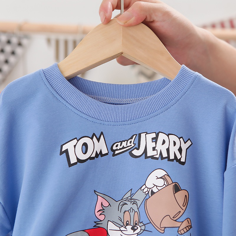 Tom & Jerry Phim hoạt hình  Áo Thun Dài Tay Họa Tiết Hoạt Hình Xinh Xắn Dành Cho Bé Trai