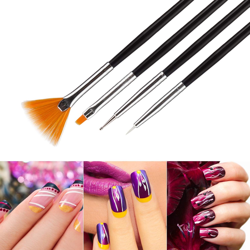 10 Pcs/ Set Black Nail Drawing Lines Pen/ Nail Designs Fine Painting Brush/ Multifunction Plastic Gel Nail Polish Pens Kit