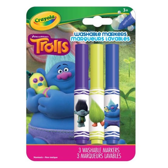 Bộ 3 bút lông Crayola Minions tẩy rửa được - Trolls Biggie - 5852200000