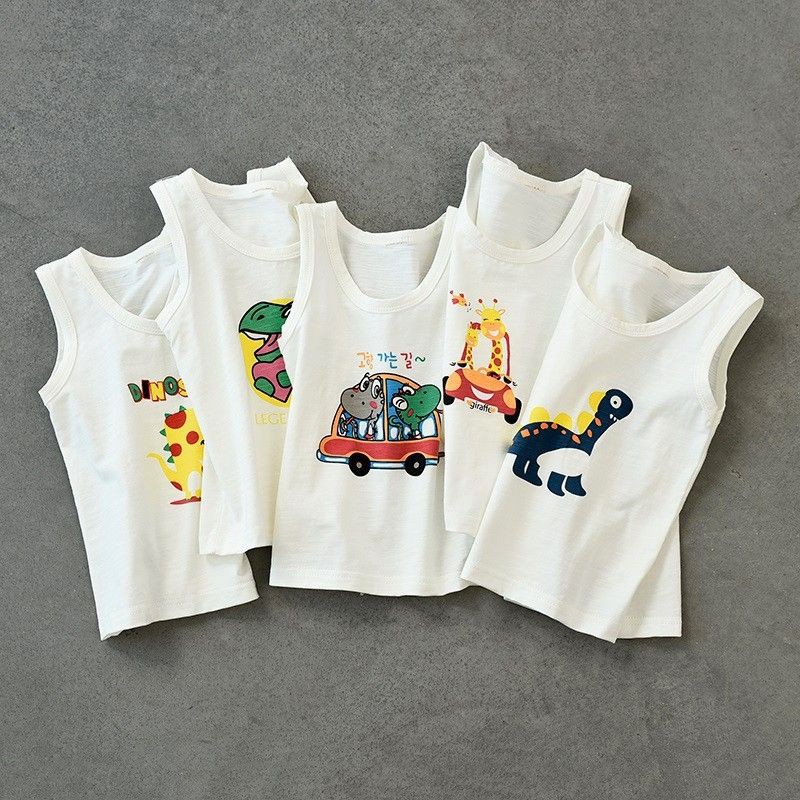 COMBO 5 ÁO THUN BA LỖ TRẮNG TRẺ EM 100% COTTON MỀM MÁT CHỌN HÌNH NGẪU NHIÊN