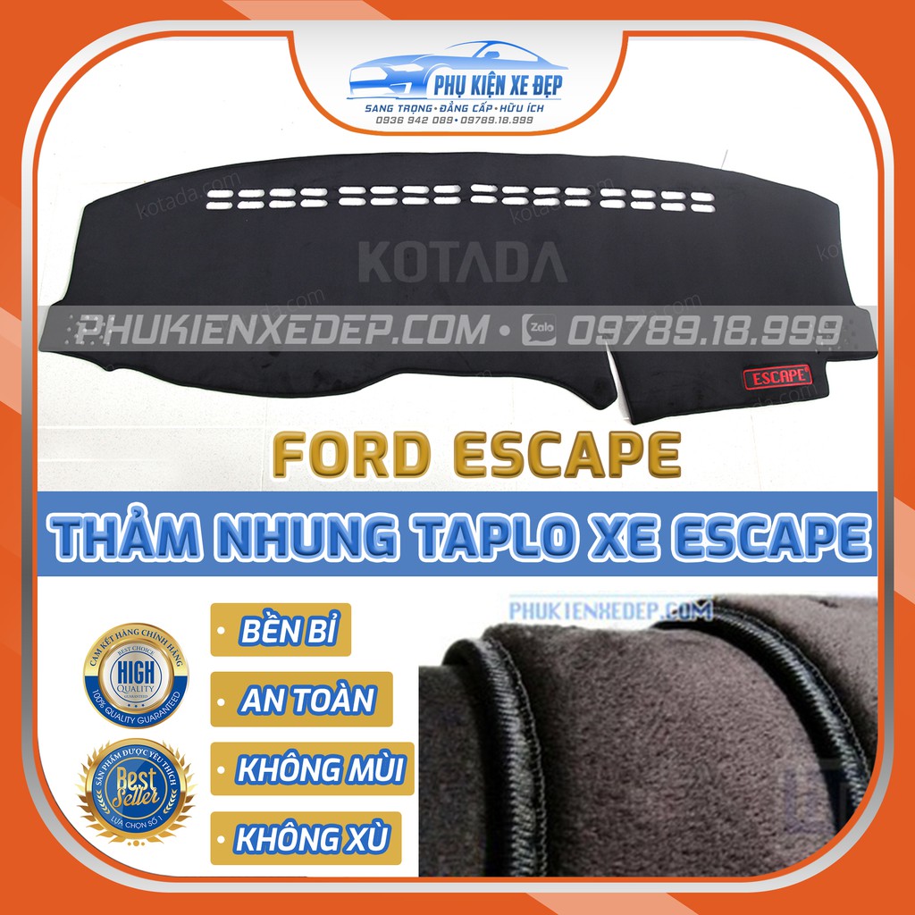 Thảm taplo ô tô lông cừu HÀNG LOẠI I xe Ford ESCAPE [MỚI NHẤT] có 3 lớp chống trượt