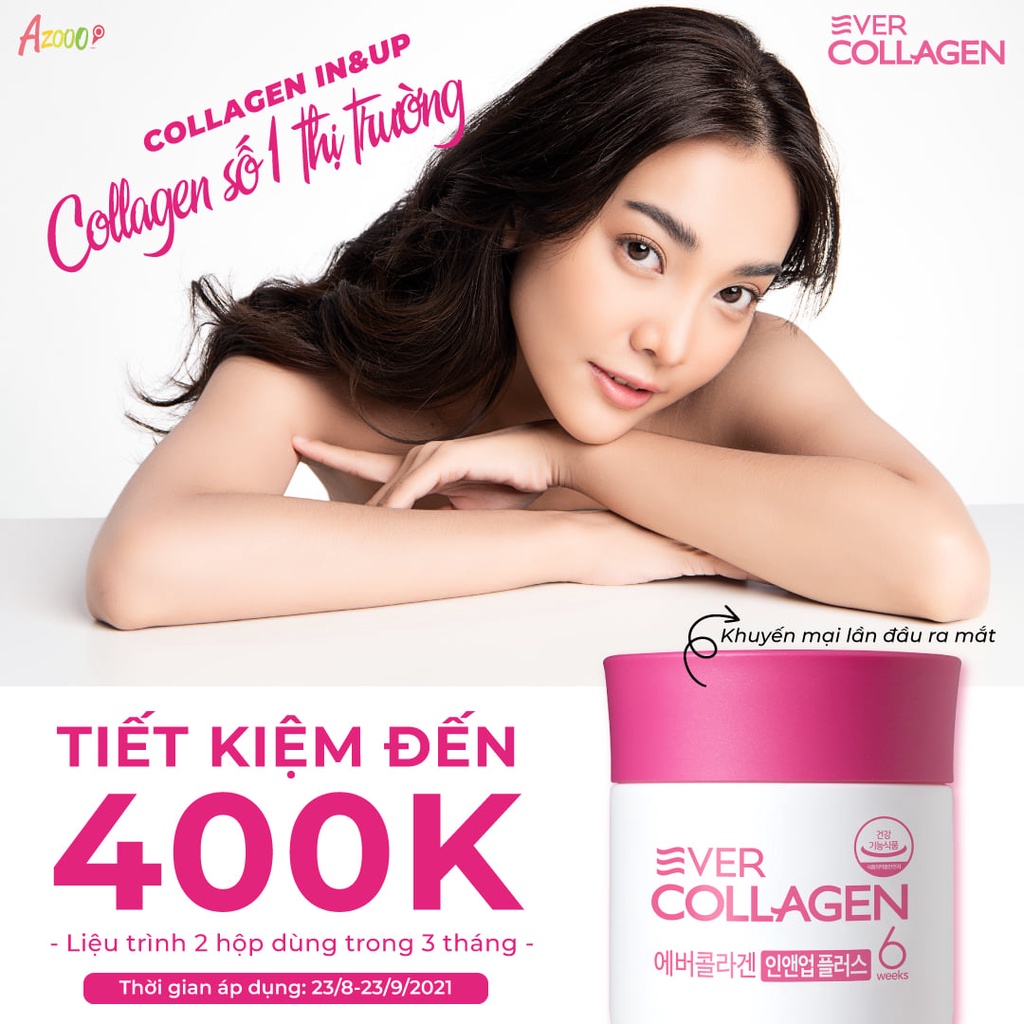 Viên Uống Collagen  Đẹp Da Thủy Phân Ever Collagen In&Up Plus 84 viên Tăng Cường Sức Khỏe Hàn Quốc A