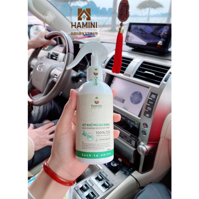 Xịt khử mùi hữu cơ Fuwa3e 300ml tinh dầu bạc hà khử mùi phòng/ tủ/xe oto/giày /áo quần