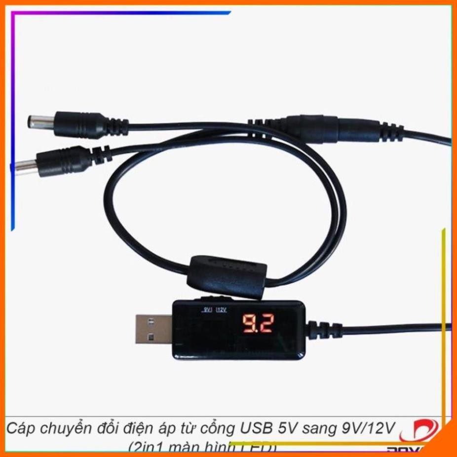 Cáp chuyển đổi điện áp từ cổng USB 5V sang 9V hoặc 12V màn hình LED