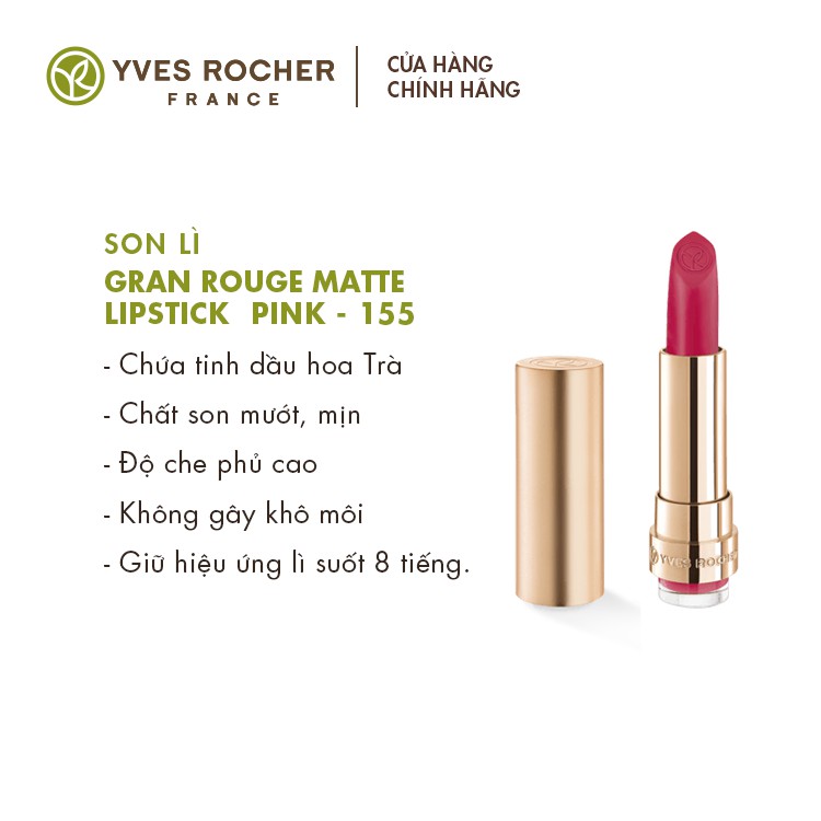 Son Lì Yves Rocher Grand Rouge Matte Lipstick 155 - Pink - 3,7g