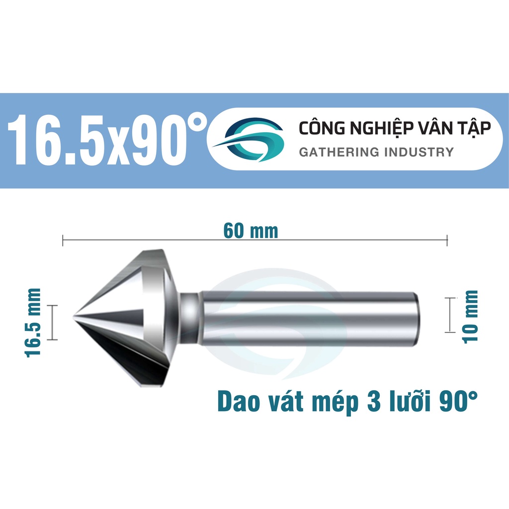Dao phay vát mép HSS 90 độ 3 lưỡi hàng chính hãng, chất lượng cao.
