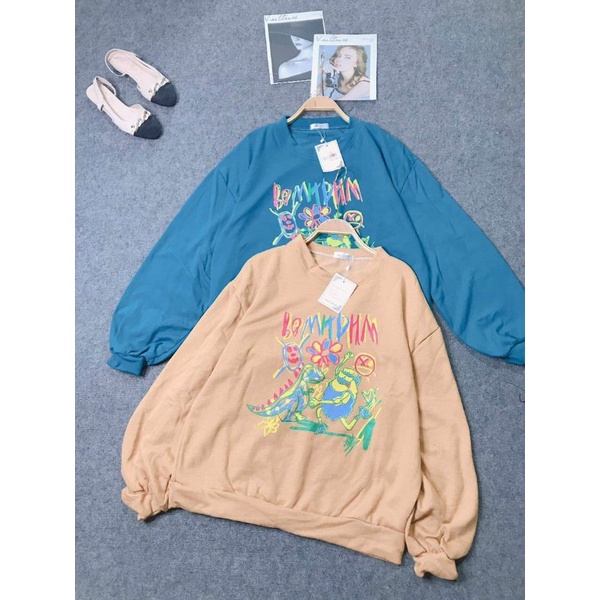 Áo Sweater Nỉ Bông Hoạt Hình Cute, Áo Thu Đông Ulzzang Unisex Form Rộng