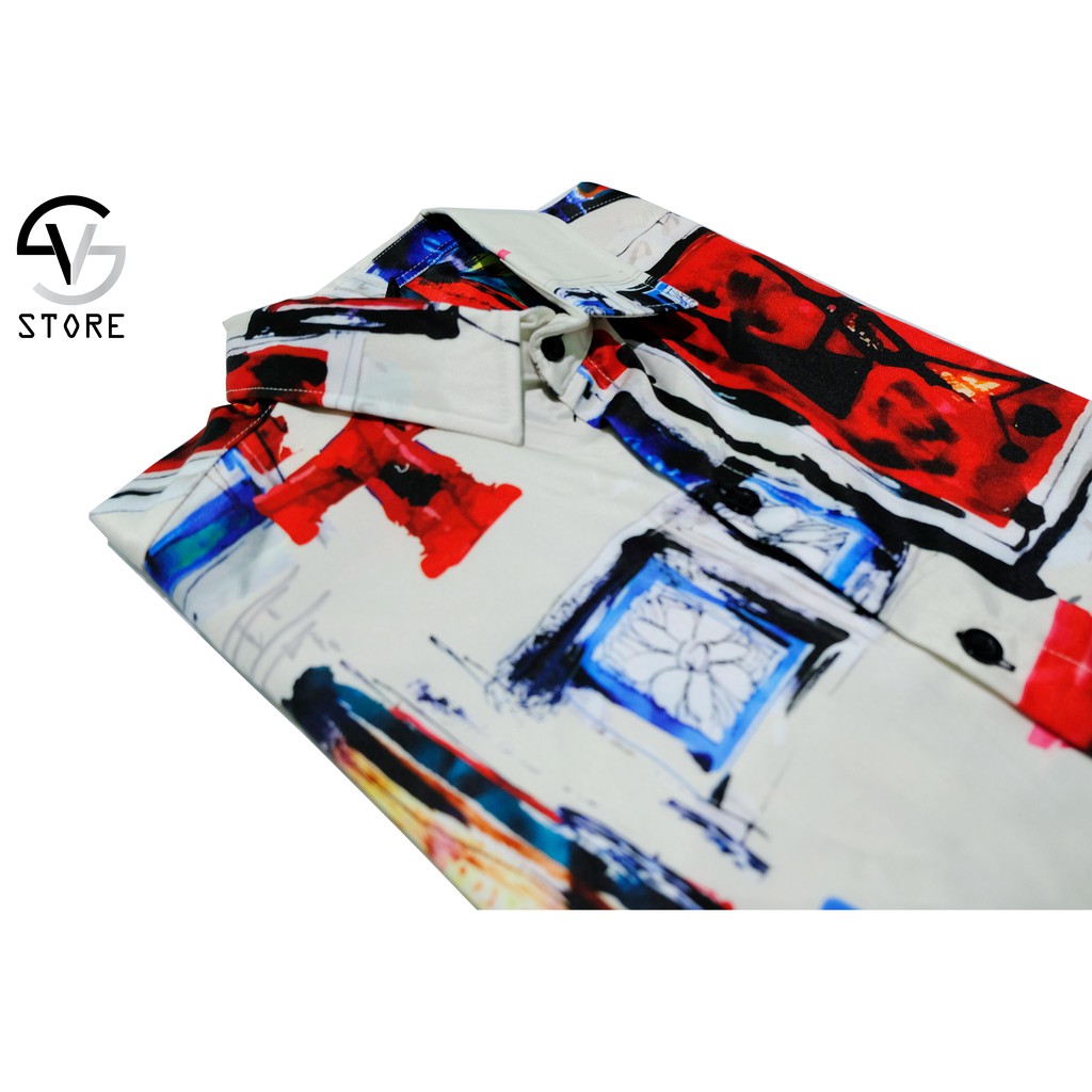 Áo sơ mi nam tay ngắn họa tiết SVS0002 SV STORE Chất lụa chéo cao cấp, thoáng mát, thấm hút tốt | BigBuy360 - bigbuy360.vn