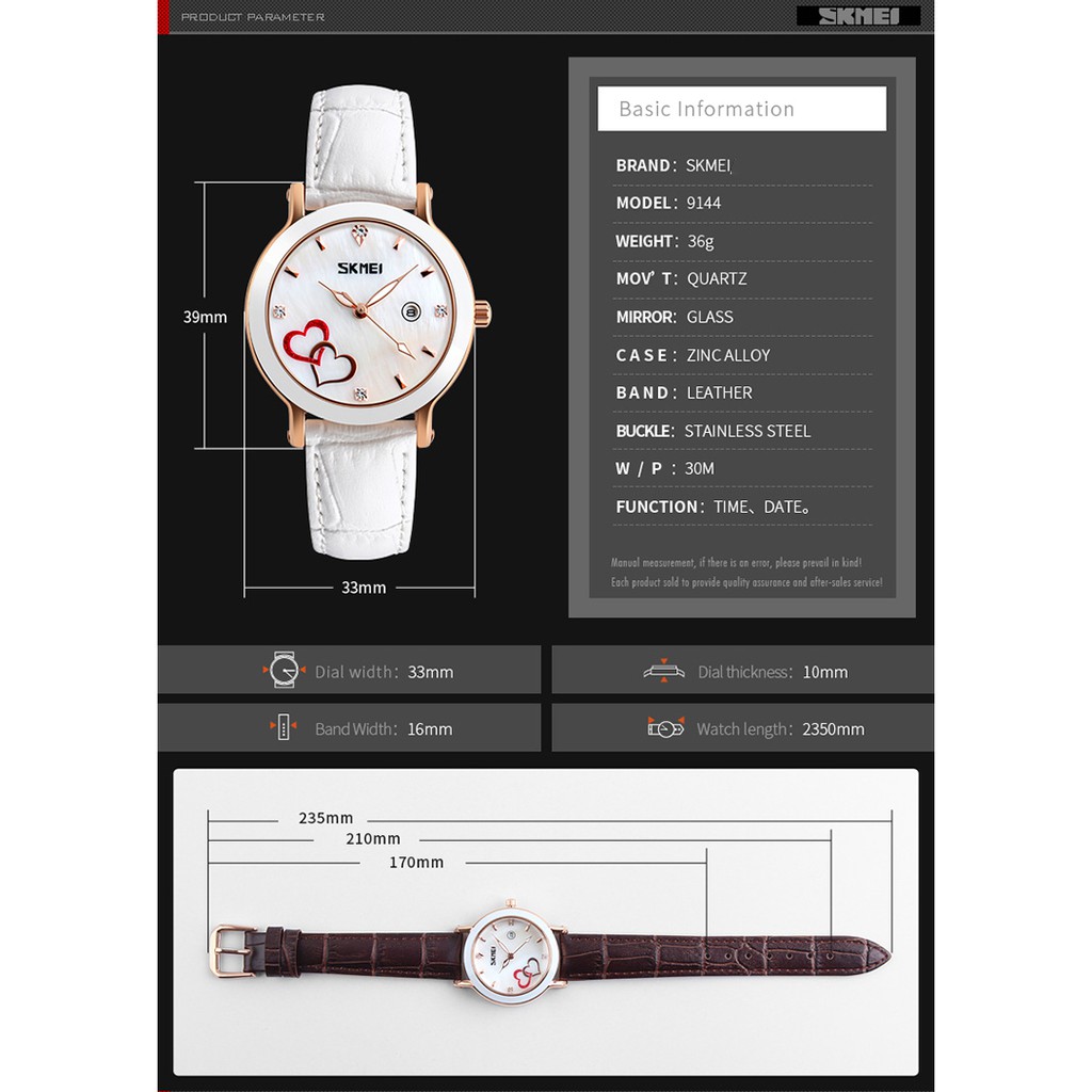 Đồng hồ nữ SKMEI dây da cao cấp, mặt trái tim nổi điệu đà, quý phái | BigBuy360 - bigbuy360.vn