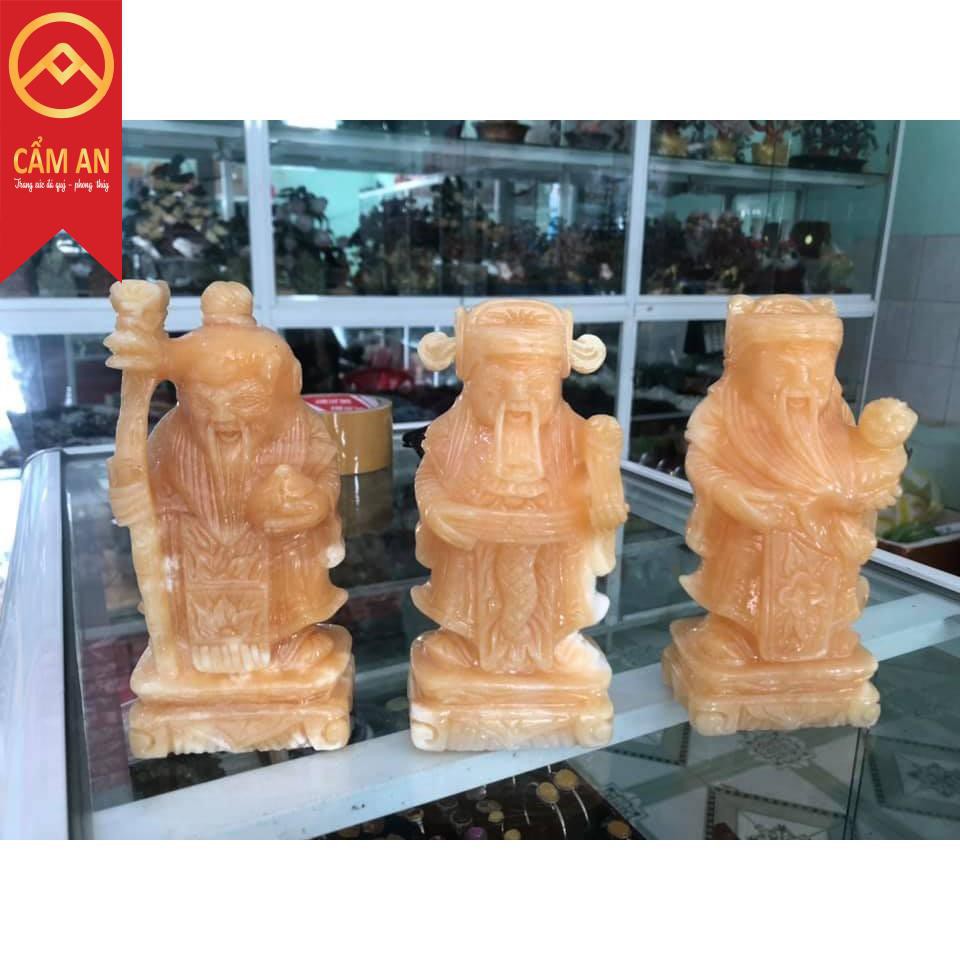 Bộ tượng Phúc Lộc Thọ đá phong thủy, cao 20cm, đá ngọc hoàng long- Đá phong thủy Cẩm An.