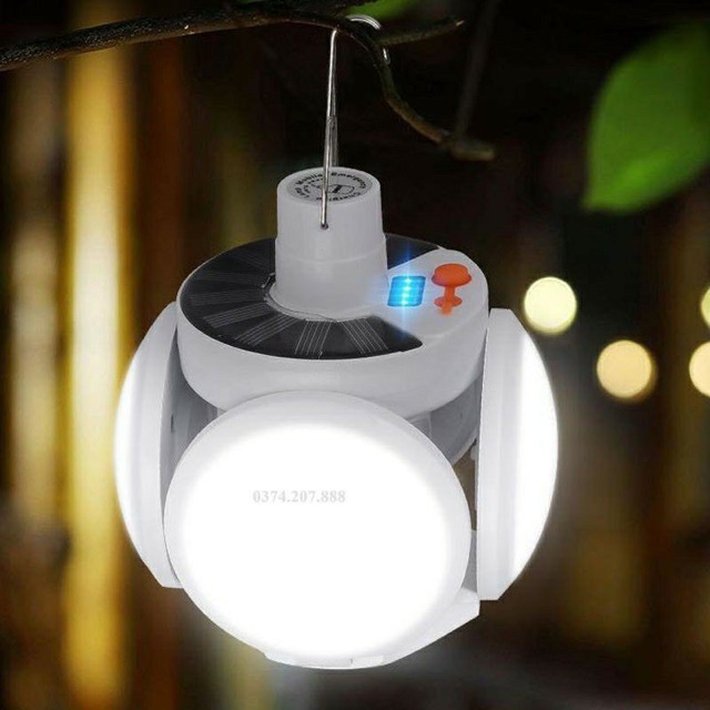 BÓNG ĐÈN LED TÍCH ĐIỆN, NĂNG LƯỢNG MẶT TRỜI HÌNH 4 CÁNH HOA ( có thể đóng mở) 100W