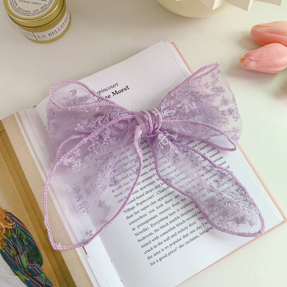 Kẹp Tóc Nữ Nơ Ren Màu Trắng.