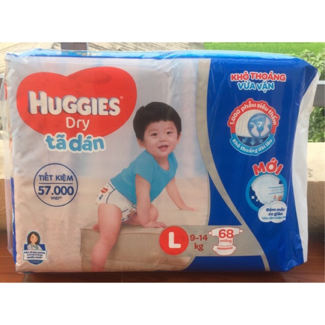 Tã dán Huggies  miếng L 68 (9-14)kg