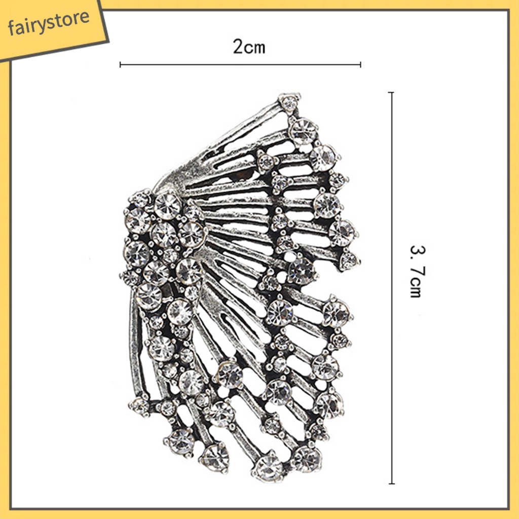 1 Đôi Bông Tai Hình Đôi Cánh Đính Đá Lấp Lánh Phong Cách Retro Dành Cho Nữ